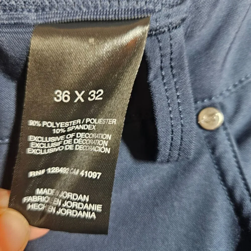 Men's Golf Pants 36x32 Navy 5-Pocket Performance Flat Front Greg‎ Norman